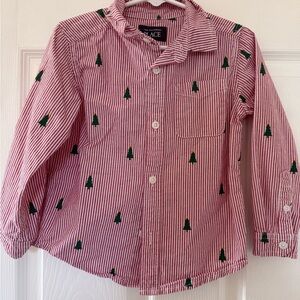The Children's Place Red and Green Striped Button Down Shirt